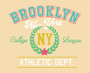 Typography college varsity Brooklyn state new york slogan print with Rugby for graphic t-shirt or sweatshirt	