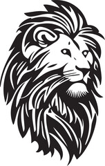 Lion simple mascot logo design illustration, black and white 