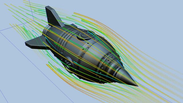 CFD simulation Computational fluid dynamics - Rocket with particles airflow simulation