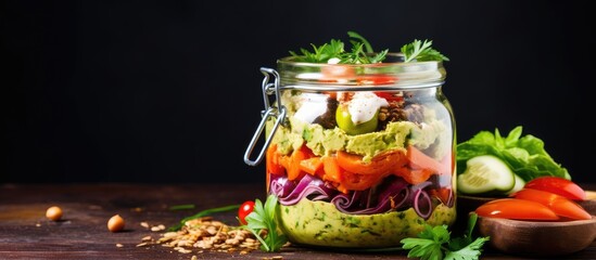 Vegan vegetable spread in a jar. Healthy and delicious.