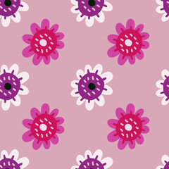 Fototapeta na wymiar Elegant and colorful abstract flower design in a seamless pattern.