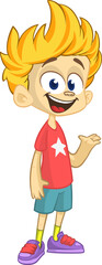 Cute little cartoon boy smiling expression. .Vector illustration of a teenager kid. Isolated