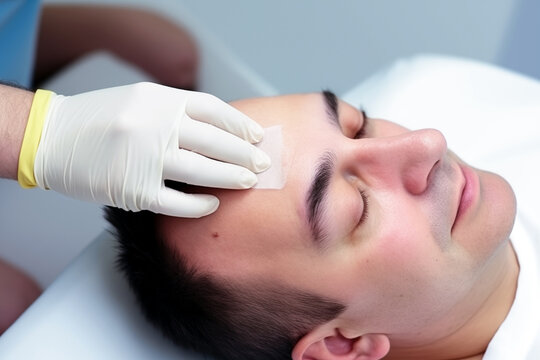 Man Receiving Facial Massage from Doctor
