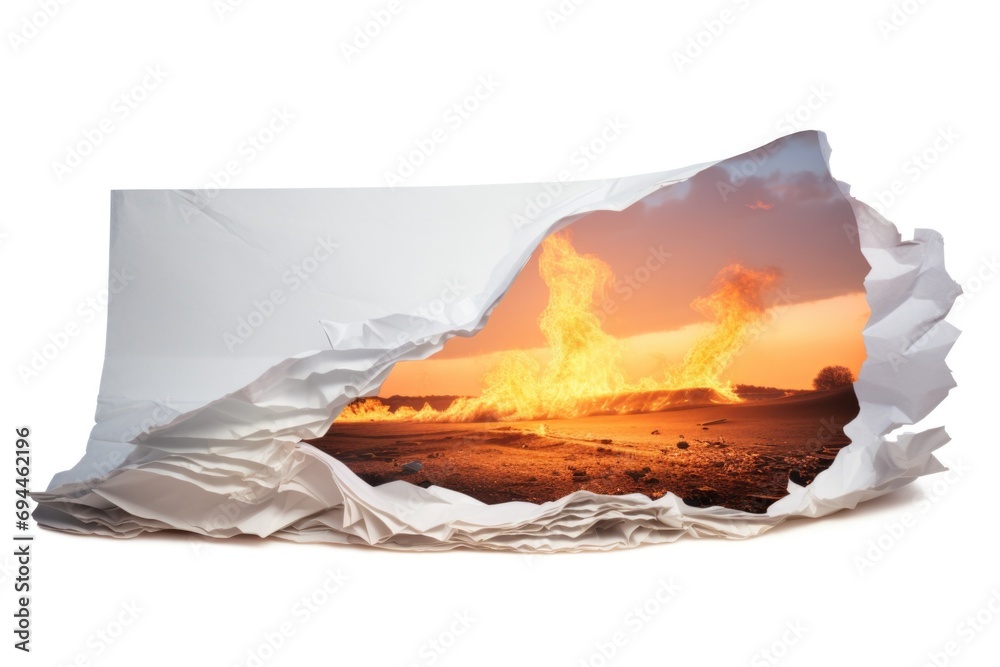 Aufkleber A picture capturing a fire burning in the middle of a field. Suitable for illustrating concepts of danger, destruction, or wildfires.