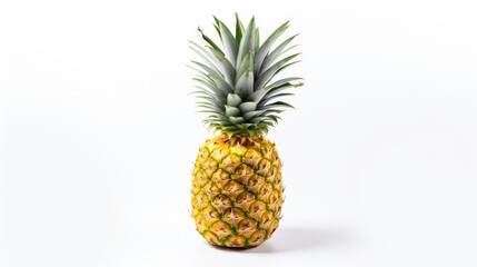 A pineapple sitting on a white surface. Suitable for tropical themes and food-related concepts