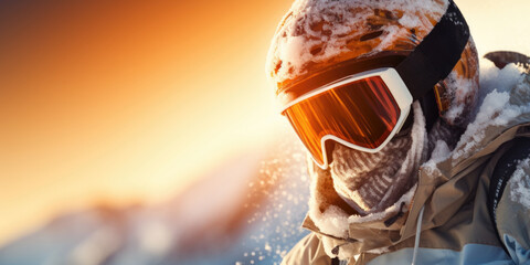 A man wearing a snowboard helmet and goggles, ready for an adventure in the snow. Perfect for...