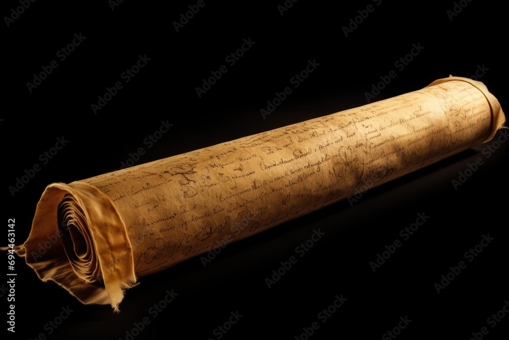 Aufkleber A rolled up piece of paper with writing on it. Perfect for adding a vintage touch to any project or design