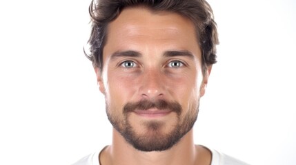 Obraz premium A detailed view of a man's face, focusing on his beard. This image can be used to portray masculinity, style, or fashion