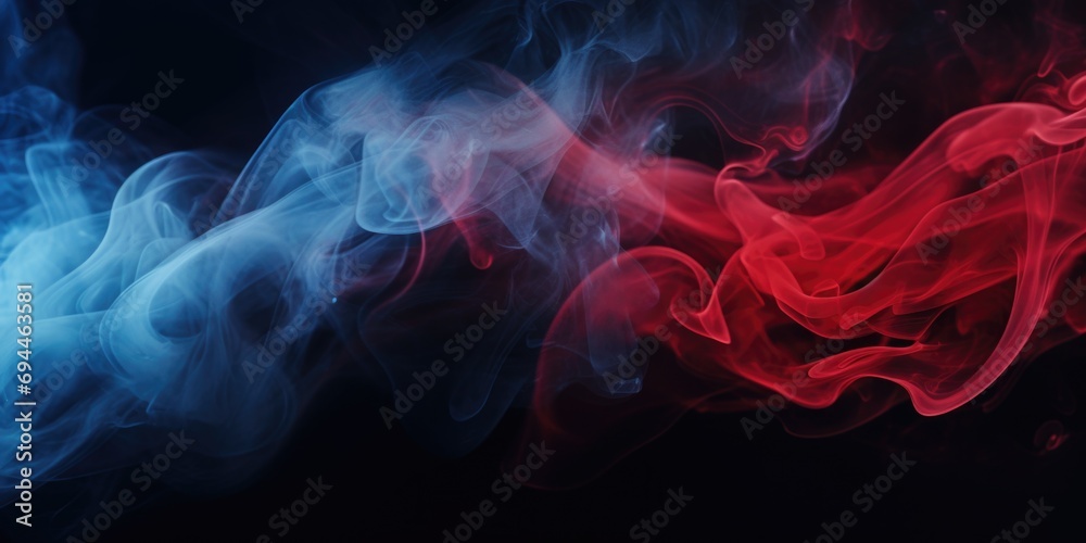 Poster close-up view of red and blue smoke. suitable for various creative projects and designs