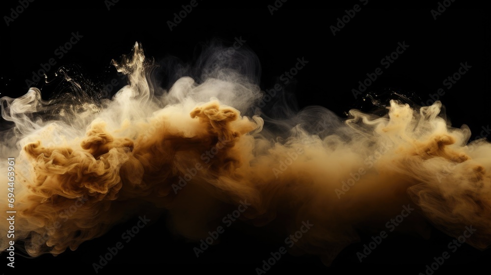 Poster smoke cloud against a black background. versatile image for various design projects