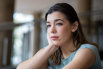 portrait of depressed young woman