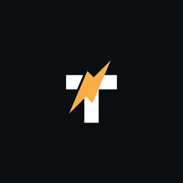 Abstract T letter volt logo design - vector.