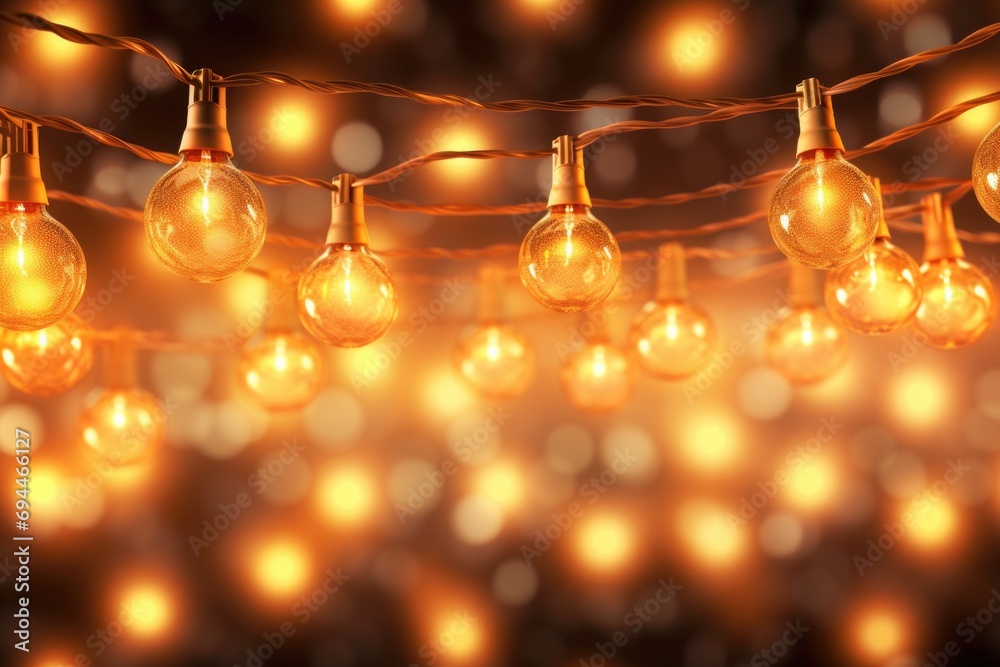 Poster A bunch of light bulbs hanging from a string. Perfect for adding a unique touch to any space