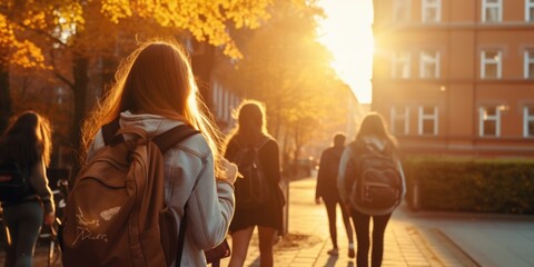 A group of people walking together on a sidewalk. Perfect for illustrating community, urban lifestyle, or daily routines