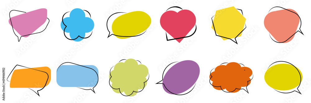 Wall mural bubble speech vector set. speech bubbles vector element isolated on transparent background.