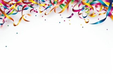 Colorful streamers and confetti on a white background. Perfect for festive occasions and celebrations
