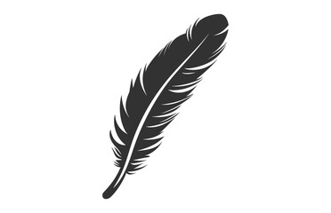 A Feather black Silhouette isolated Vector, Bird Feather Clipart on a white background