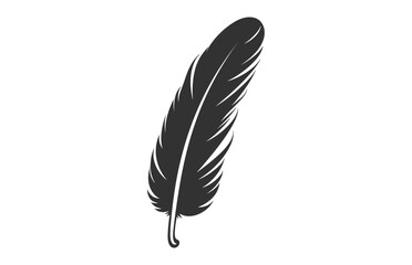 A Feather black Silhouette isolated Vector, Bird Feather Clipart on a white background