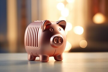 A pink piggy bank sitting on top of a table. Suitable for financial concepts and savings themes