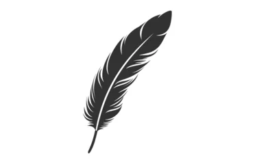 Papier peint Plumes A Feather black Silhouette isolated Vector, Bird Feather Clipart on a white background