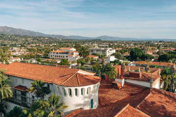 Santa Barbara Downtown, aerial view from Santa Barbara County Courthouse.