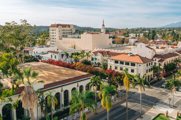 Santa Barbara Downtown, aerial view. - obrazy, fototapety, plakaty