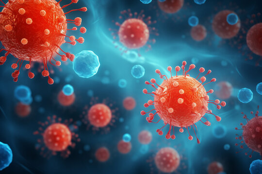 blood cells in microscope