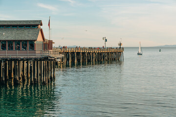 Naklejka premium Stearns Wharf, a pier in the harbor in Santa Barbara.