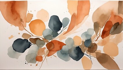 watercolor abstract painting, warm colors, earth colors