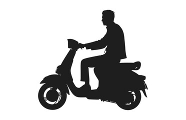 Obraz na płótnie Canvas A Person Riding a Scooter Vector Silhouette isolated on a white background