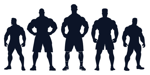 Bodybuilder or fitness gym black silhouettes vector art