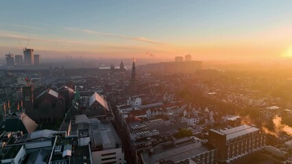 Aerial view of famous places Amsterdam, Netherlands.