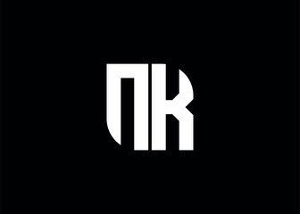 Monogram Letter NK Logo Design vector template.