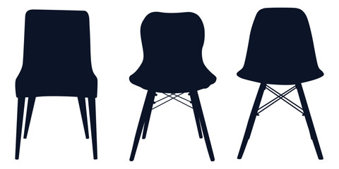Office or Gaming Chair and Wooden Desk Chair silhouettes vector