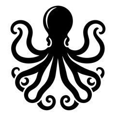 minimal Octopus animal vector silhouette black color white background