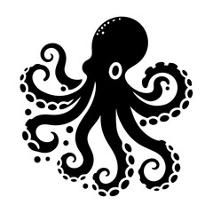 Naklejka premium minimal Octopus animal vector silhouette black color white background