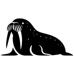 minimal walrus vector silhouette black color white background