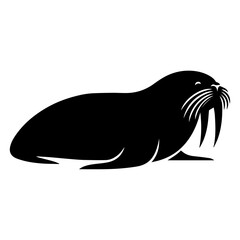 minimal walrus vector silhouette black color white background
