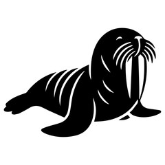 minimal walrus vector silhouette black color white background
