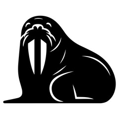 minimal walrus vector silhouette black color white background