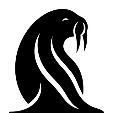 recommend clip art: minimal walrus vector silhouette black color white background