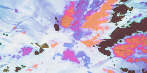 Multi Shibori Tie Dye. Brush Stroke Oil Paint.