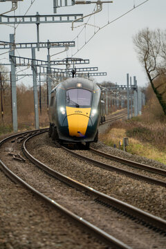 Electric GWR Train Commuter Service to London Paddington Portrait Aspect