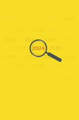 2024 New Year concept. searching 2024. Welcome 2024. Yellow background. vector illustrations
