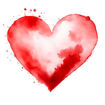 a bright watercolor heart on a white background. Love, Valentine's Day, February 14th. artificial intelligence generator, AI, neural network image. background for the design.