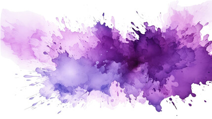 Purple color paint splash isolated on white transparent background. brush watercolor painting. PNG