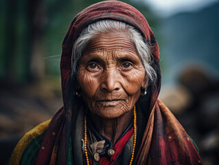 Fototapeta premium Cinematic Portrait: Indian Woman in Himachal Pradesh