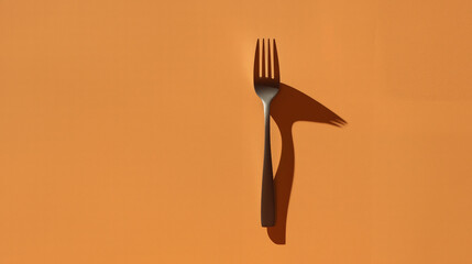 Vertically Positioned Metallic Fork with Elegant Shadows