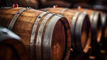 Close-Up of Wine Barrels