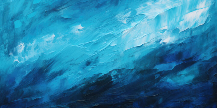 Blue Brush Strokes On A Black Background, Oil Paint, Backdrop, Banner.